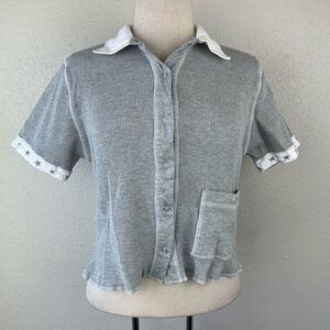 Lucky Charm Short Sleeve Snap Down Top  Size L and Matching NWT Pants Size M EUC